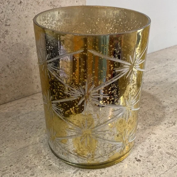 West Elm Distressed Gold Starburst Mercury Glass Candle Holder - Picture 8 of 8